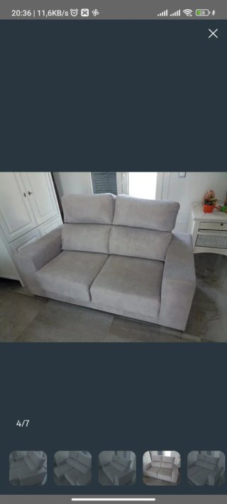 Sofá 2 plazas reclinable tela gris