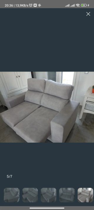 Sofá 2 plazas reclinable tela gris