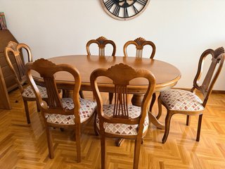 Mesa comedor y 8 sillas madera