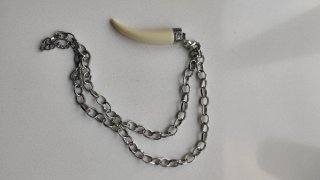 Colgante Diente Beige y Cadena Plateada