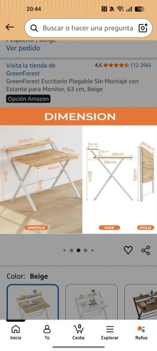 Mesa Estudio Plegable Madera y Metal