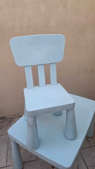Mesa y Silla Infantil Ikea Azul Claro