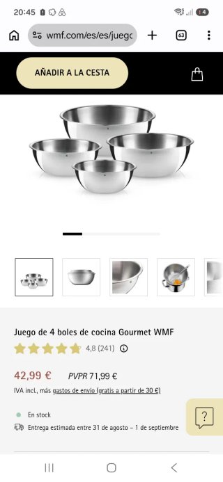 Set 4 Ciotole Cucina Gourmet WMF