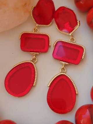 Set collar y pendientes rojos / Parure collier bo
