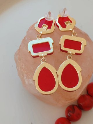 Set collar y pendientes rojos / Parure collier bo