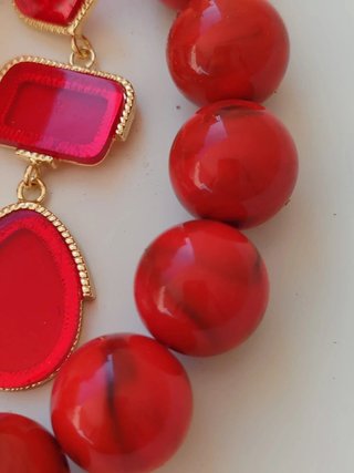 Set collar y pendientes rojos / Parure collier bo