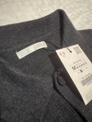 Polo Zara punto gris antracita M NUEVO c/etiqueta