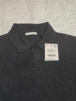 Polo Zara punto gris antracita M NUEVO c/etiqueta