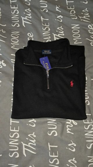 Jersey Polo Ralph Lauren Negro Media Cremallera