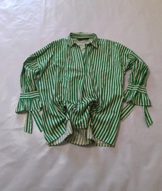 Camisa Zara Rayas Verdes Talla M