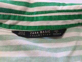 Camisa Zara Rayas Verdes Talla M