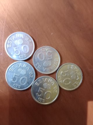 5 Monedas 50 cts España 1980