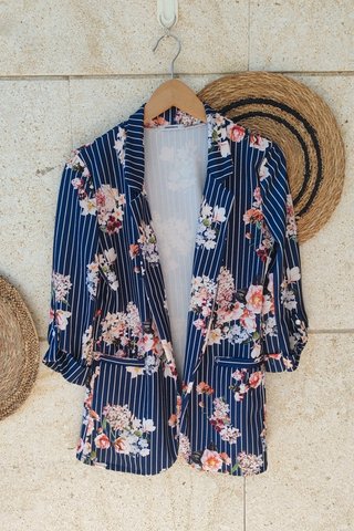 Blazer Fluido Flores Armonias S / Veste Marine Ray