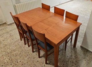 Mesa comedor y sillas madera