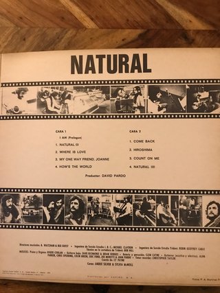 Álbum de vinilo “Natural” de Juan Pardo