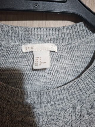 Jersey H&M mujer gris trenzado