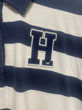 Polo Hollister Rayas Azul Blanco Croptop