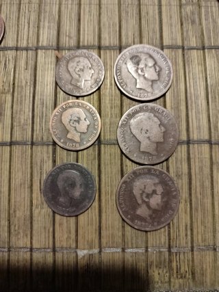 6 Monedas Alfonso XIII 1877-78-79