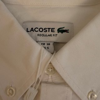Camisa Lacoste Oxford Blanca Regular Fit Talla 38