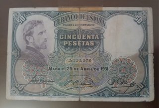 Lote 6 Billetes pesetas enmarcados.