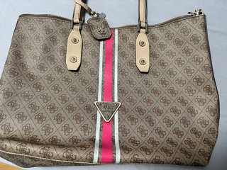 Bolso shopper Guess marrón y rosa
