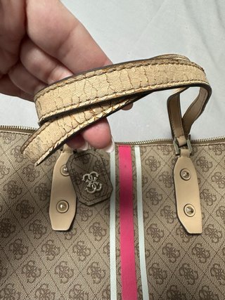 Bolso shopper Guess marrón y rosa