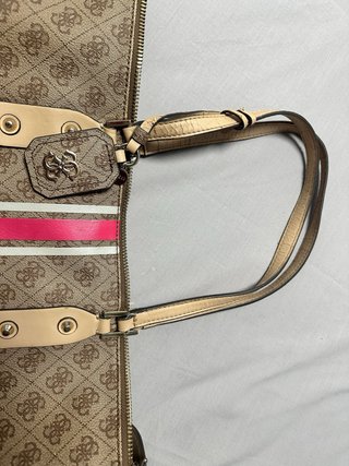 Bolso shopper Guess marrón y rosa