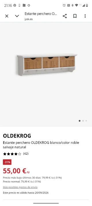 Banco y estantería Jysk Oldekrog