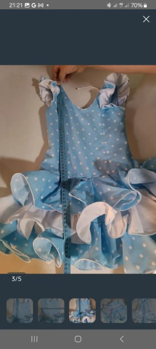Vestido Flamenca Niña Azul Lunares.