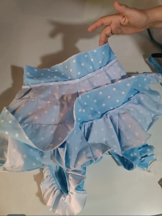 Vestido Flamenca Niña Azul Lunares.