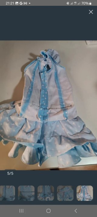 Vestido Flamenca Niña Azul Lunares.