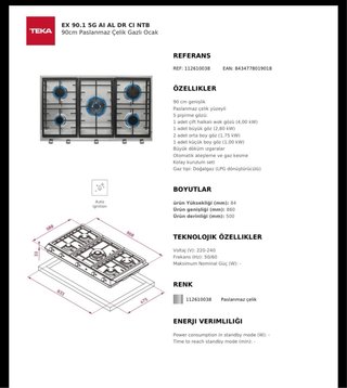 Cocina de gas Teka 90cm Acero Inoxidable