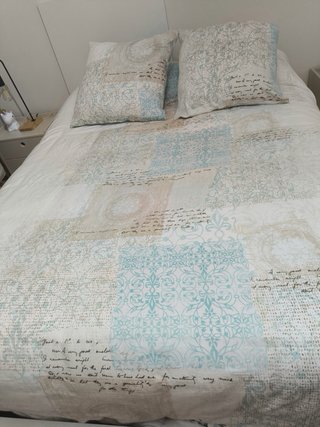 Funda Nórdica Blanca y Turquesa Cama 135-150