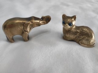 Elefante y Gato Bronce Miniatura