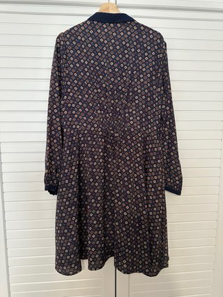Vestido Joanie retro estampado geométrico azul tal