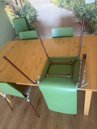 6 Sillas Comedor Verdes y Marrones