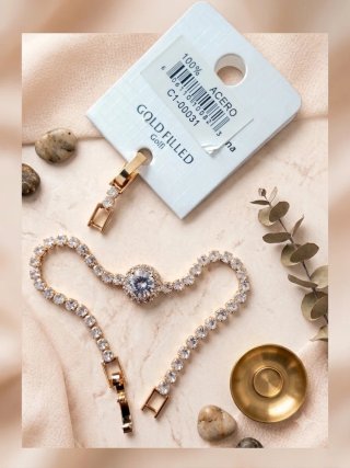 Pulsera Tennis Dorada con Circonitas