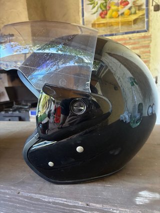 Casco Moto Negro con Visera Transparente BSK