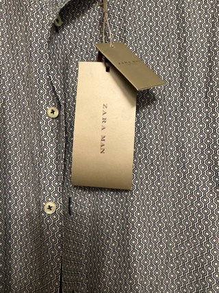 Camisa Zara Man Gris Estampada 100% seda