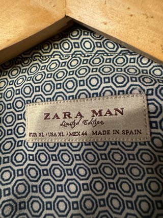 Camisa Zara Man Gris Estampada 100% seda