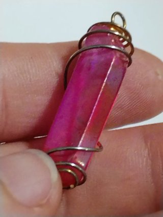 Ciondolo Quarzo Aura Naturale Rosa Oro