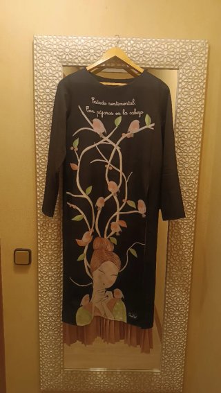 Vestido Anabel Lee Talla S Estampado Pájaros