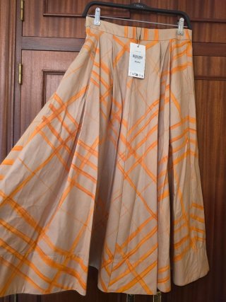 Falda Zara cuadros beige y naranja Talla S