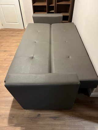 Sofá Cama Piel Sintética Gris