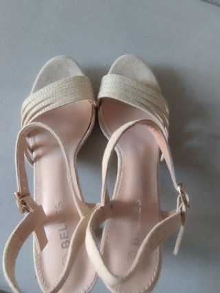 Sandalias tacón beige talla 41