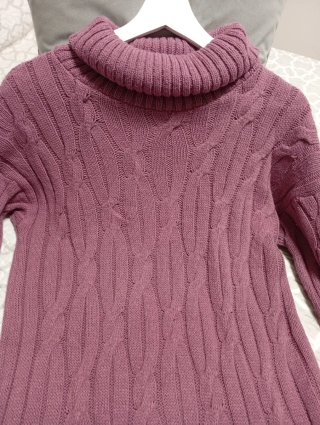 Vestido punto malva cuello alto