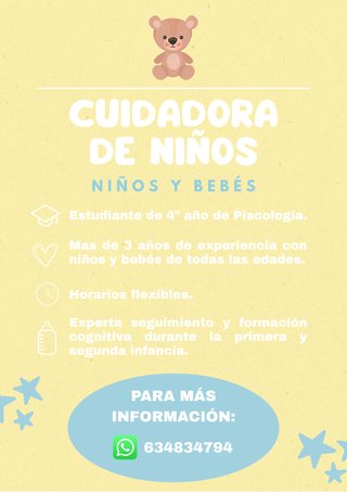 Cuidadora de niños y bebés en Burgos.