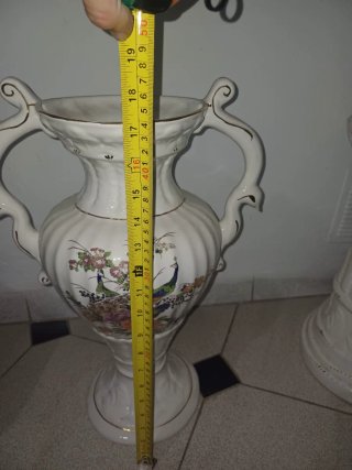 Jarrón de pie de porcelana multicolor, 2 piezas