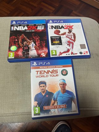 Lote 3 Videojuegos PS4: NBA 2K16, 2K21, Tennis Wor