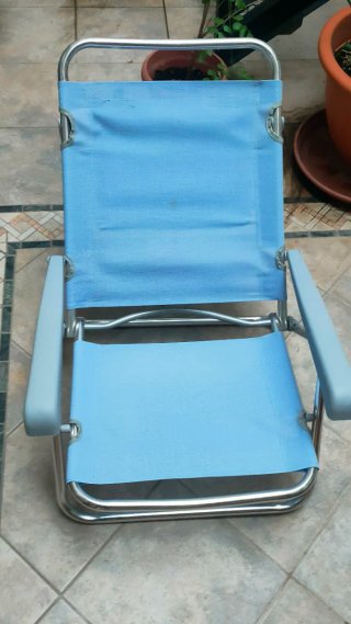 2 Hamacas de playa plegable azul y plateada